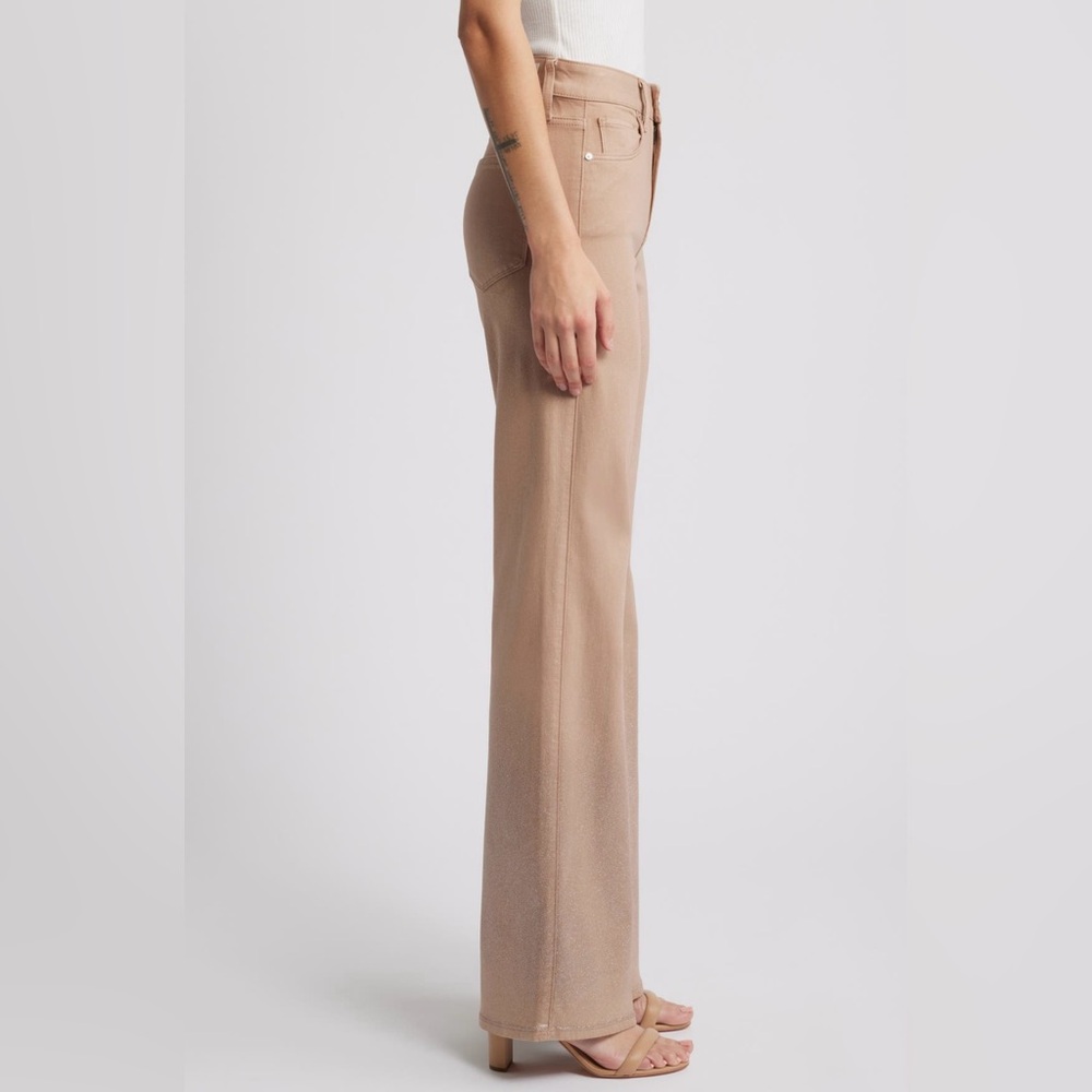 PAIGE Leenah Wide Leg Tan Silver Ombré Coated Jeans Denim Pants 28 6 8 NWT Luxe - Picture 5 of 9